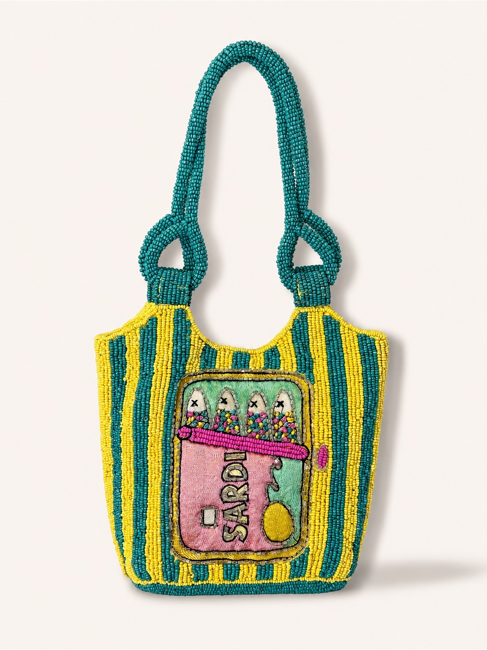 Beaded Striped Sardine Bag